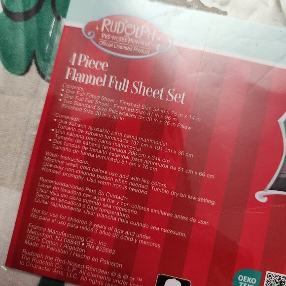 Rudouph the RED-NOSED REINDEER Christmas Flannel Sheet Set Full Size 4 Pc Set - Picture 5 of 6
